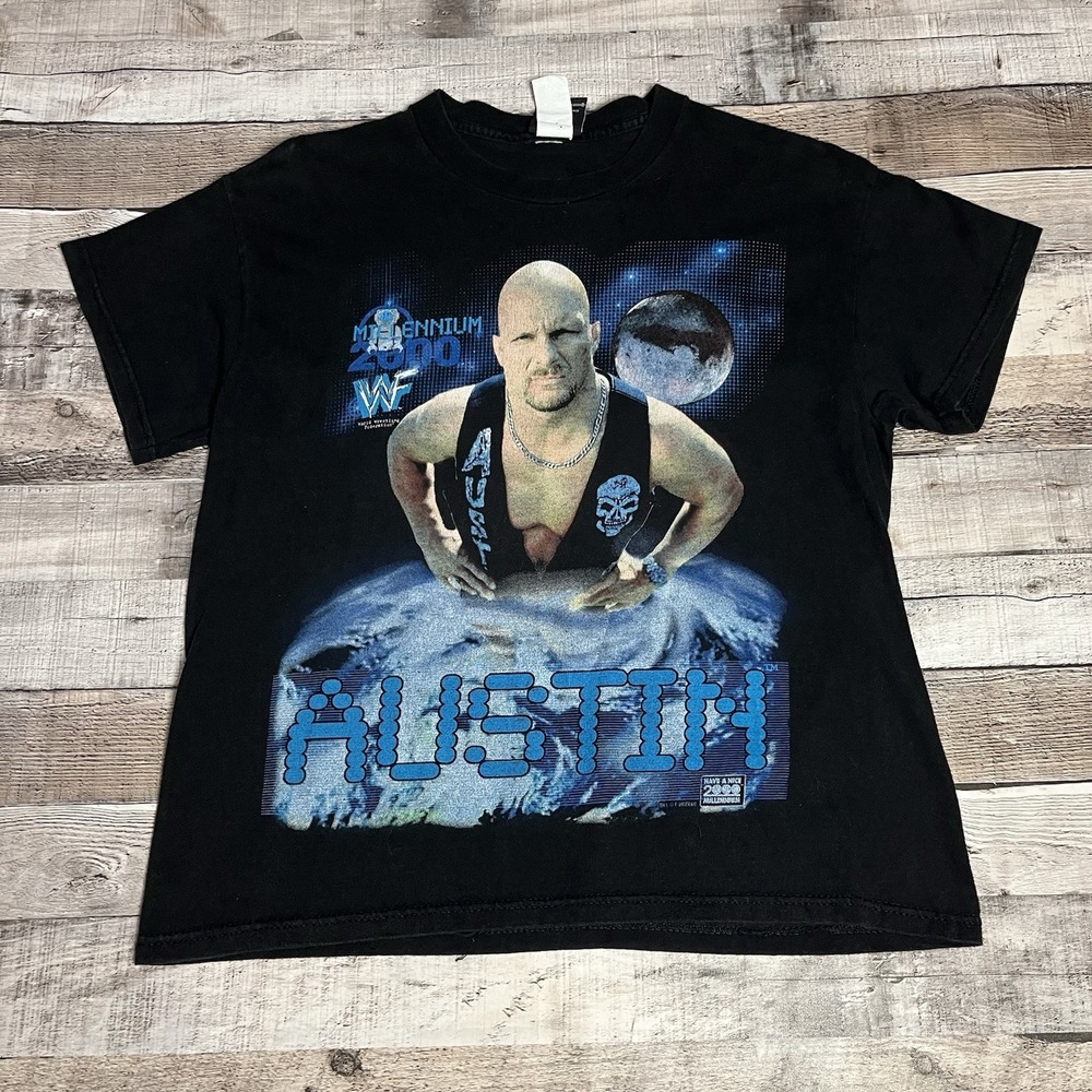 Stone Cold Steve Austin Shirt Youth Size XL Black Wrestling Tee WWF Attitude